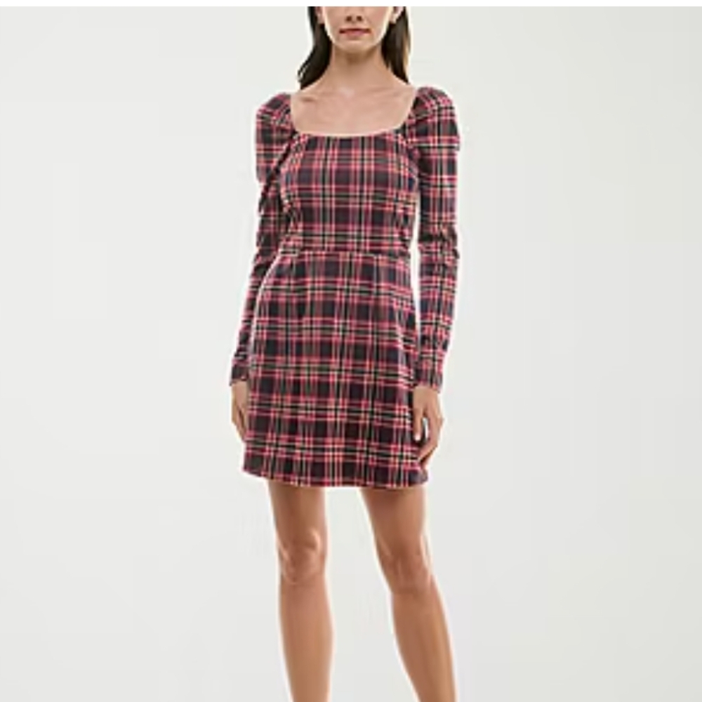 TRIXXI Women's Red Plaid Dress Size XL